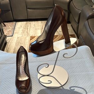 Gianni Bini Dark Brown Peep-Toe Heels